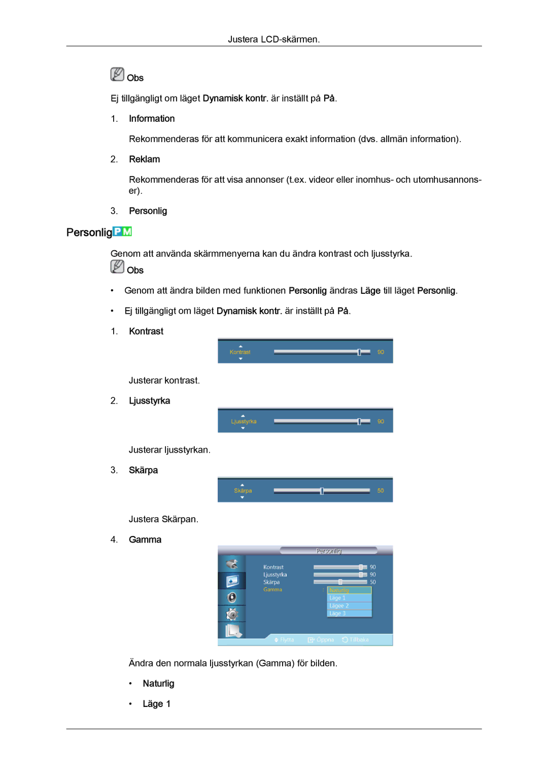 Samsung LH32CRSMBD/EN, LH32CRTMBC/EN, LH32CRSMBC/EN manual Personlig 