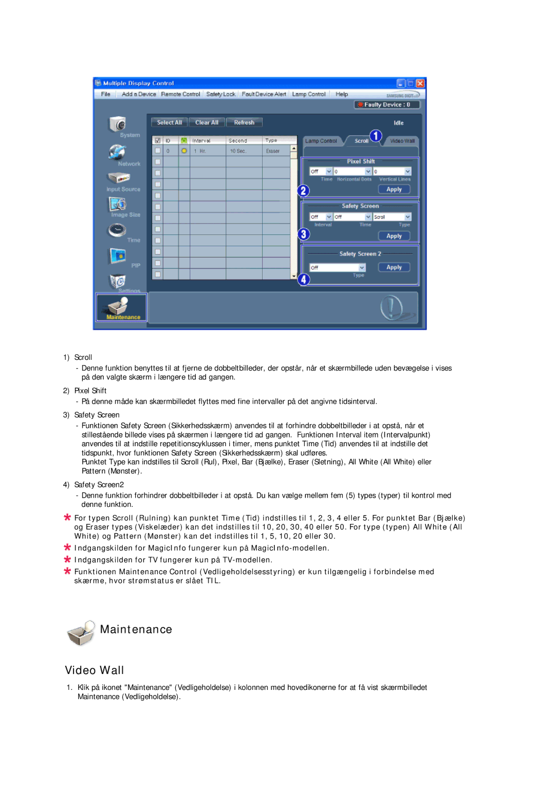 Samsung LH32CRSMBD/EN, LH32CRTMBC/EN, LH32CRSMBC/EN manual Maintenance Video Wall 