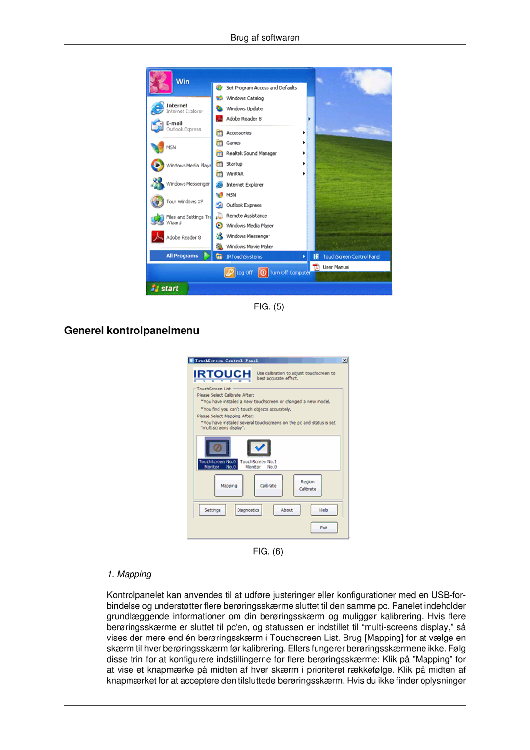 Samsung LH32CRTMBC/EN, LH32CRSMBC/EN, LH32CRSMBD/EN manual Generel kontrolpanelmenu, Mapping 