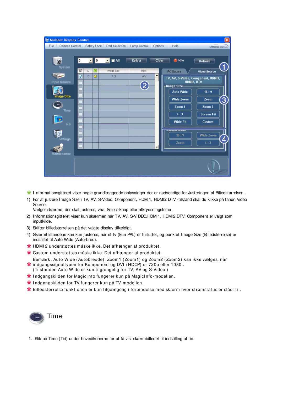 Samsung LH32CRSMBC/EN, LH32CRTMBC/EN, LH32CRSMBD/EN manual Time 