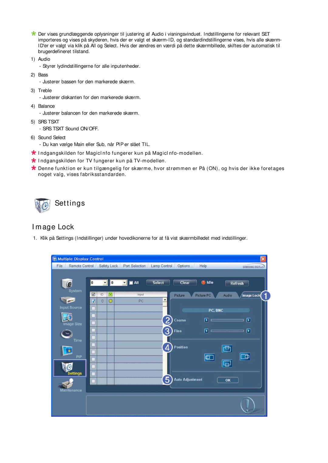 Samsung LH32CRSMBC/EN, LH32CRTMBC/EN, LH32CRSMBD/EN manual Settings Image Lock 