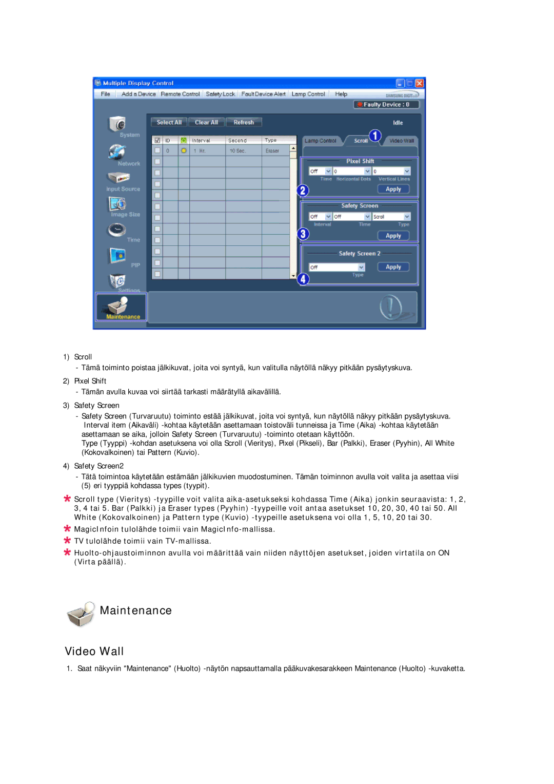 Samsung LH32CRSMBC/EN, LH32CRTMBC/EN, LH32CRSMBD/EN manual Maintenance Video Wall 