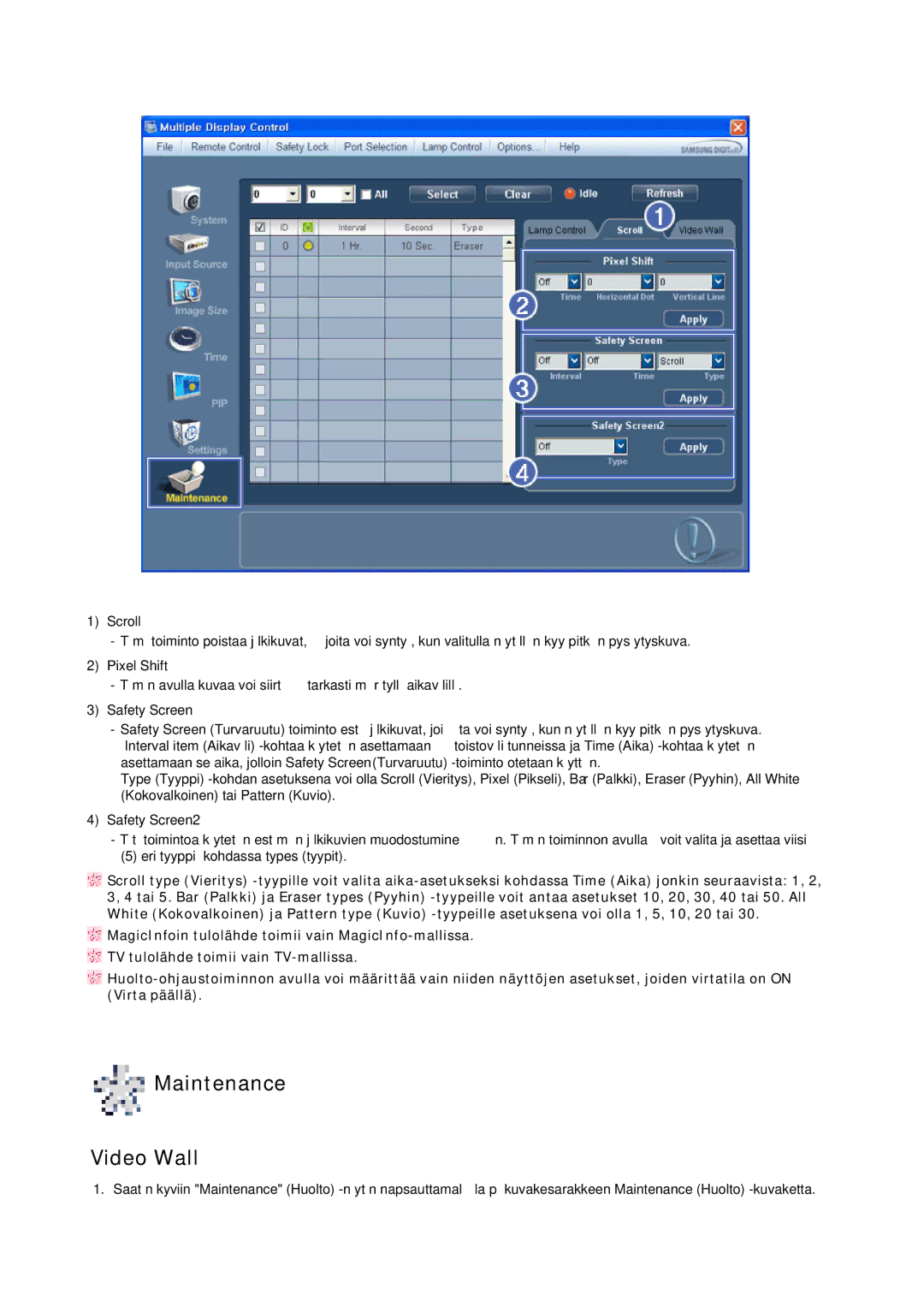 Samsung LH32CRTMBC/EN, LH32CRSMBC/EN, LH32CRSMBD/EN manual Maintenance Video Wall 