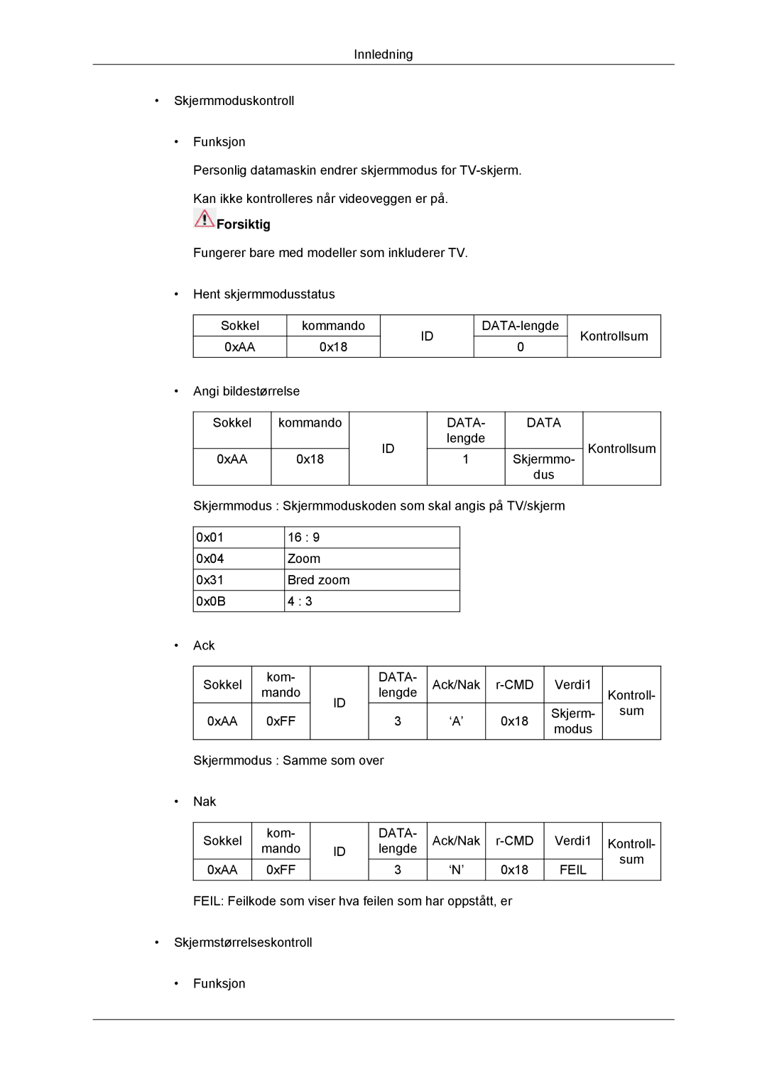 Samsung LH32CRSMBD/EN, LH32CRTMBC/EN, LH32CRSMBC/EN manual Forsiktig 