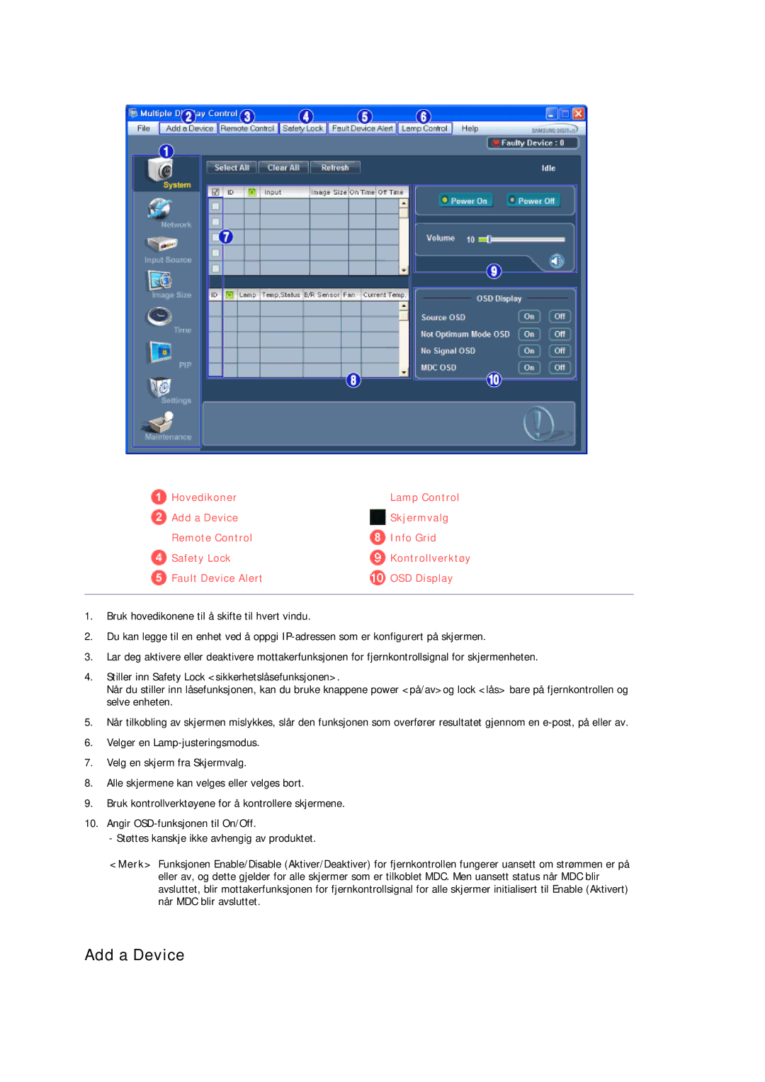 Samsung LH32CRSMBD/EN, LH32CRTMBC/EN, LH32CRSMBC/EN manual Add a Device 