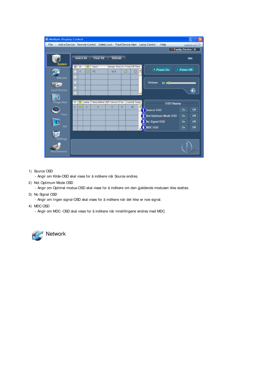 Samsung LH32CRTMBC/EN, LH32CRSMBC/EN, LH32CRSMBD/EN manual Network 