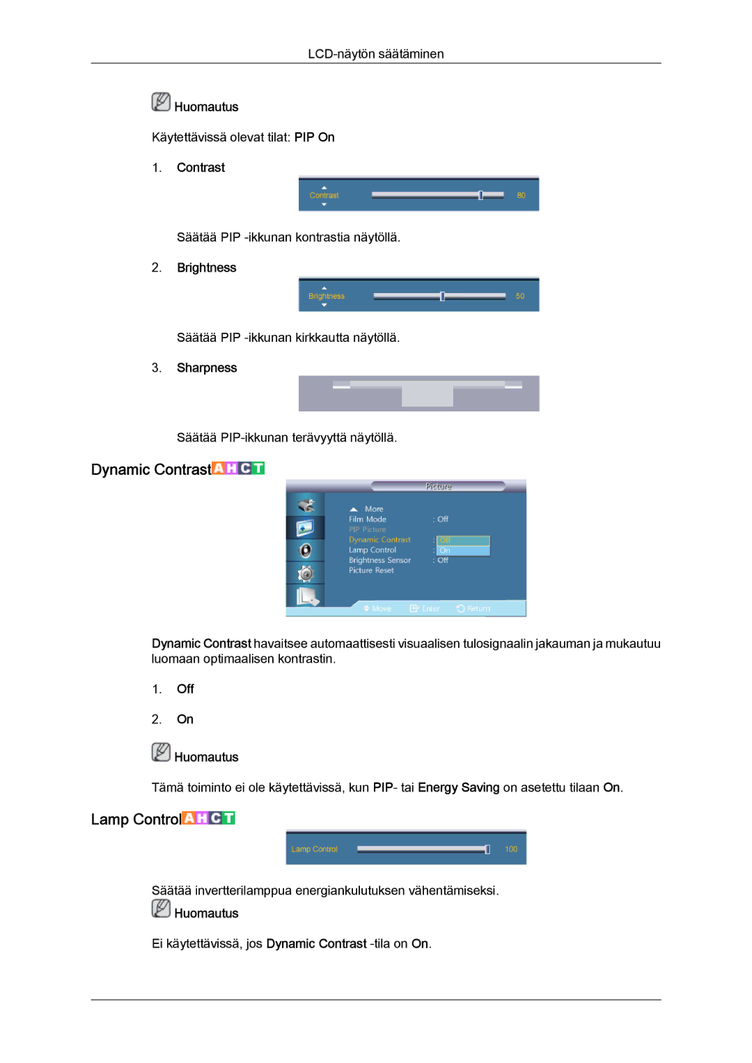 Samsung LH32CRSMBD/EN, LH32CRTMBC/EN, LH32CRSMBC/EN manual Dynamic Contrast 