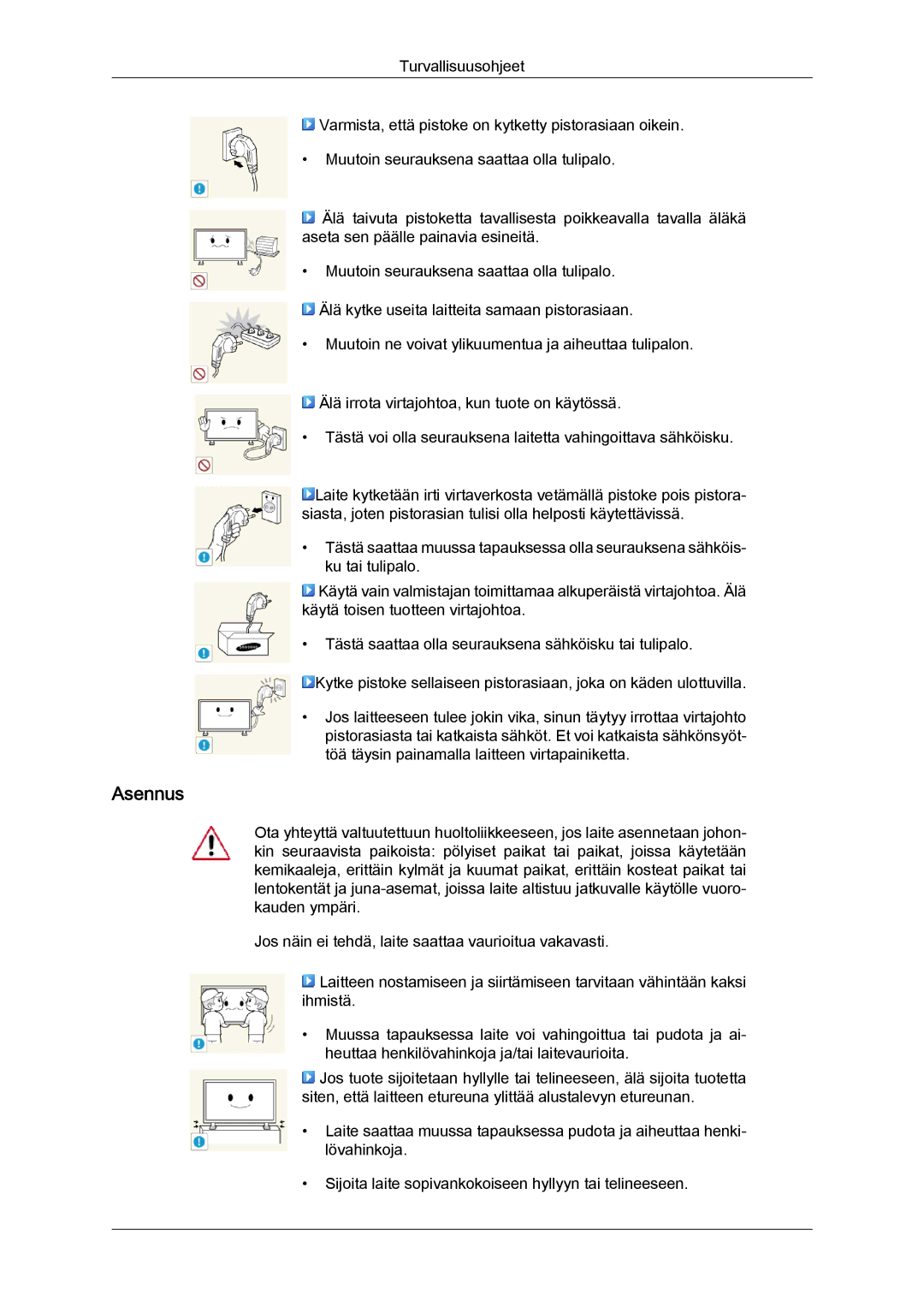 Samsung LH32CRTMBC/EN, LH32CRSMBC/EN, LH32CRSMBD/EN manual Asennus 