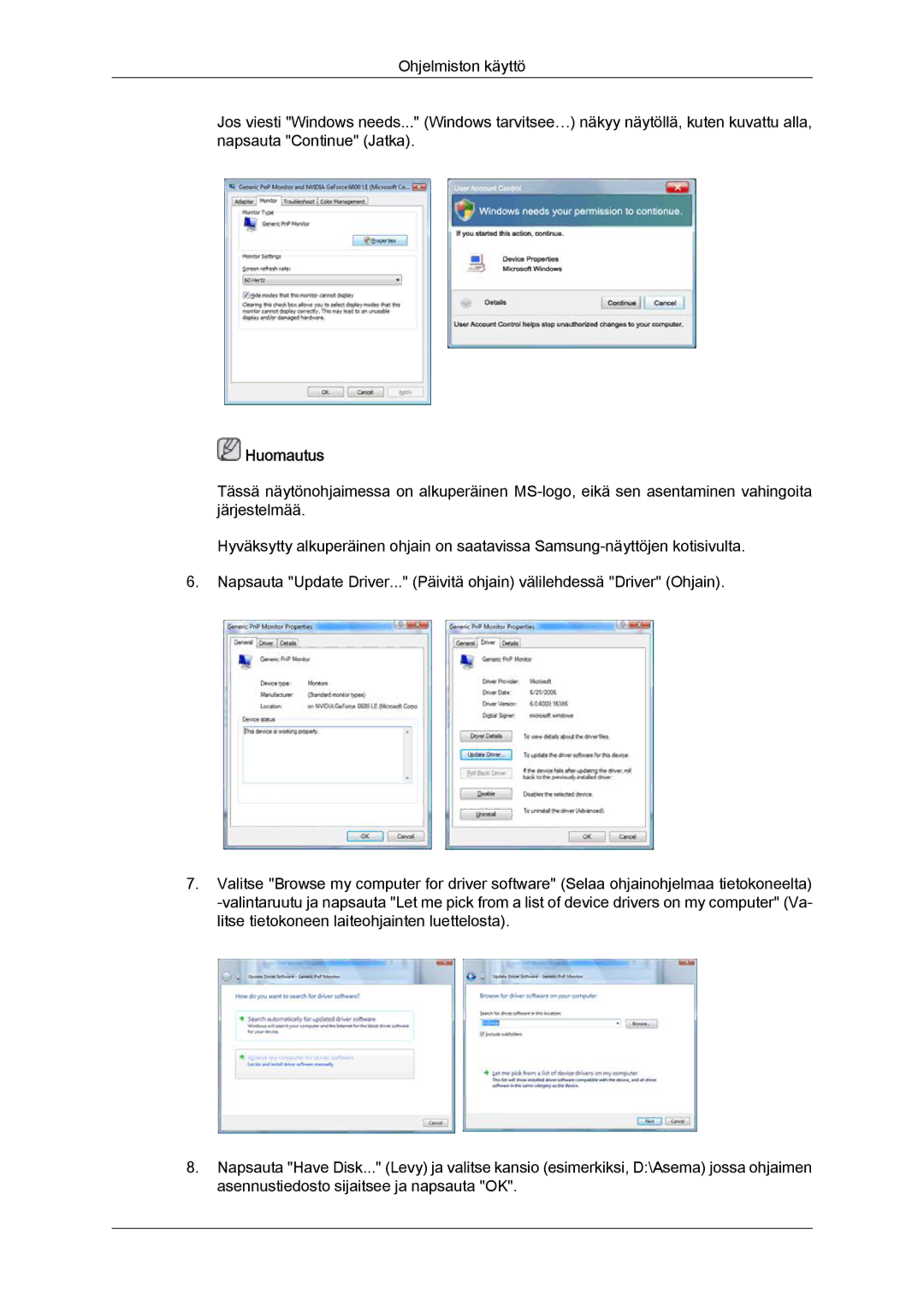 Samsung LH32CRSMBC/EN, LH32CRTMBC/EN, LH32CRSMBD/EN manual Huomautus 