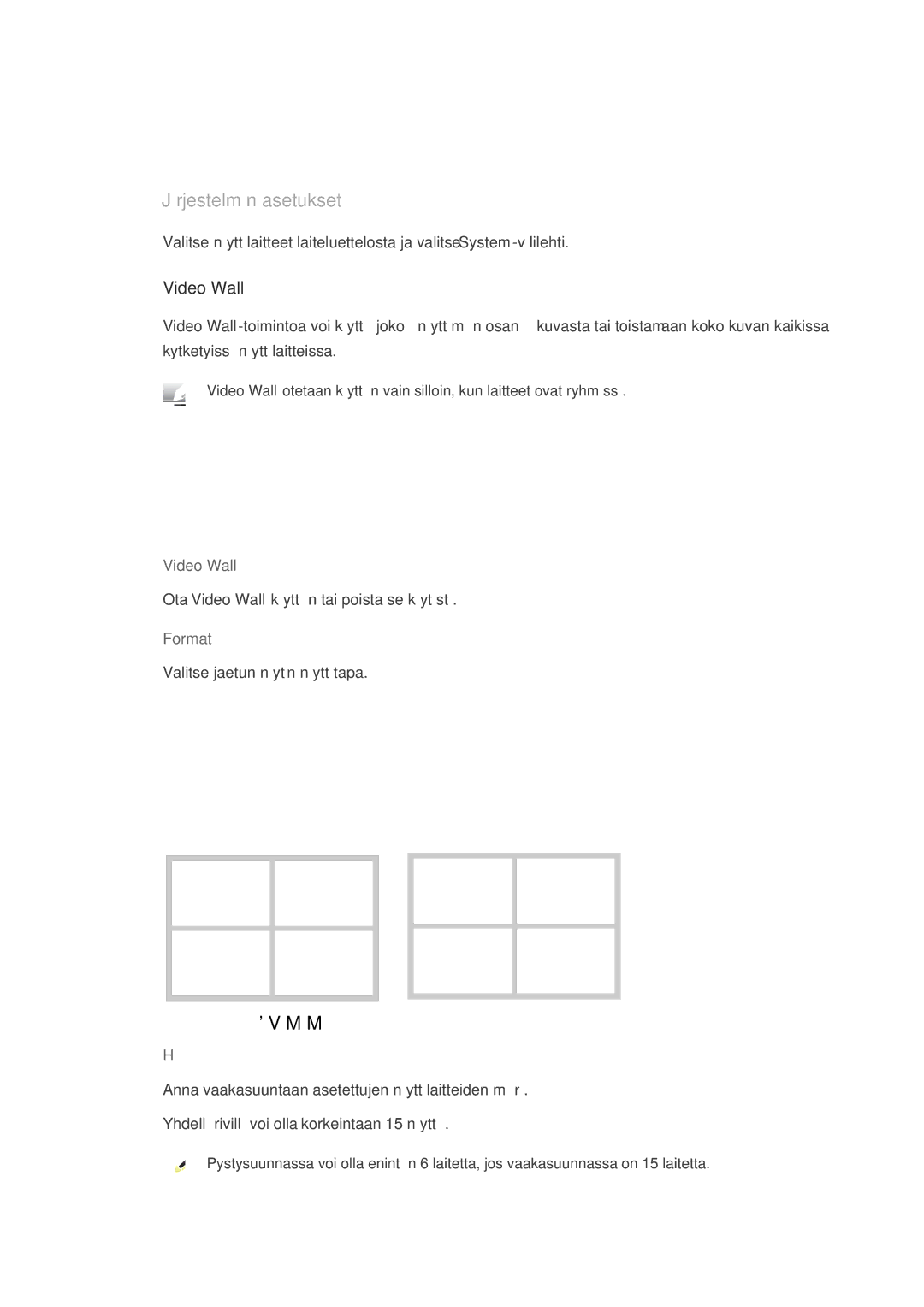 Samsung LH32CRTMBC/EN, LH32CRSMBC/EN, LH32CRSMBD/EN manual Järjestelmän asetukset, Video Wall, Format 