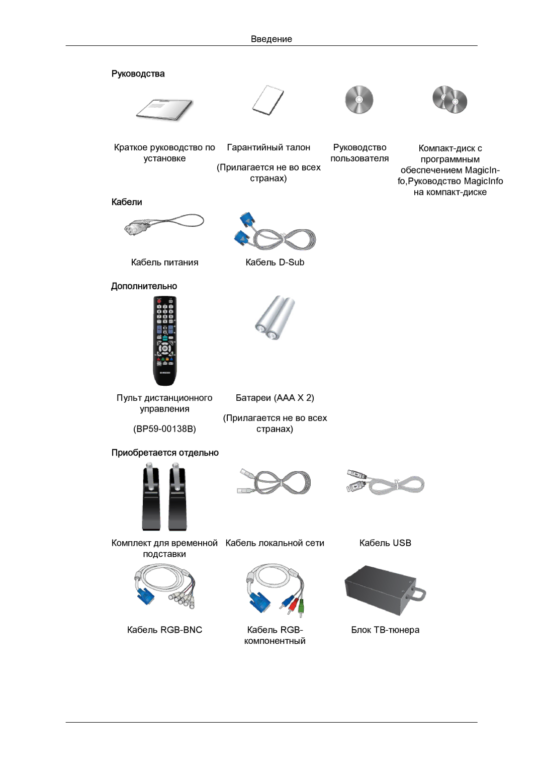 Samsung LH32CRSMBD/EN, LH32CRTMBC/EN manual Кабели 