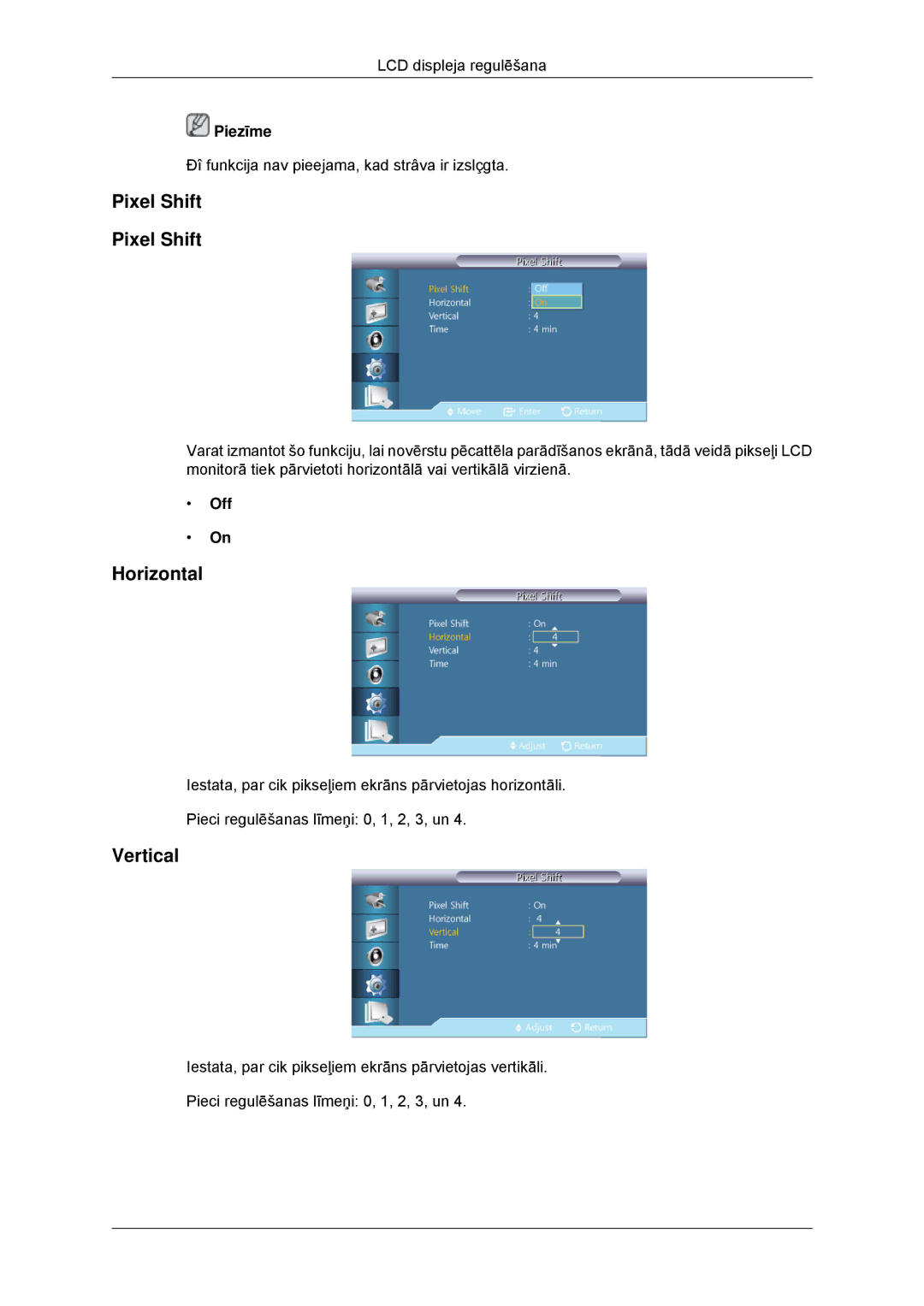 Samsung LH32CRTMBC/EN, LH32CRSMBD/EN manual Pixel Shift 