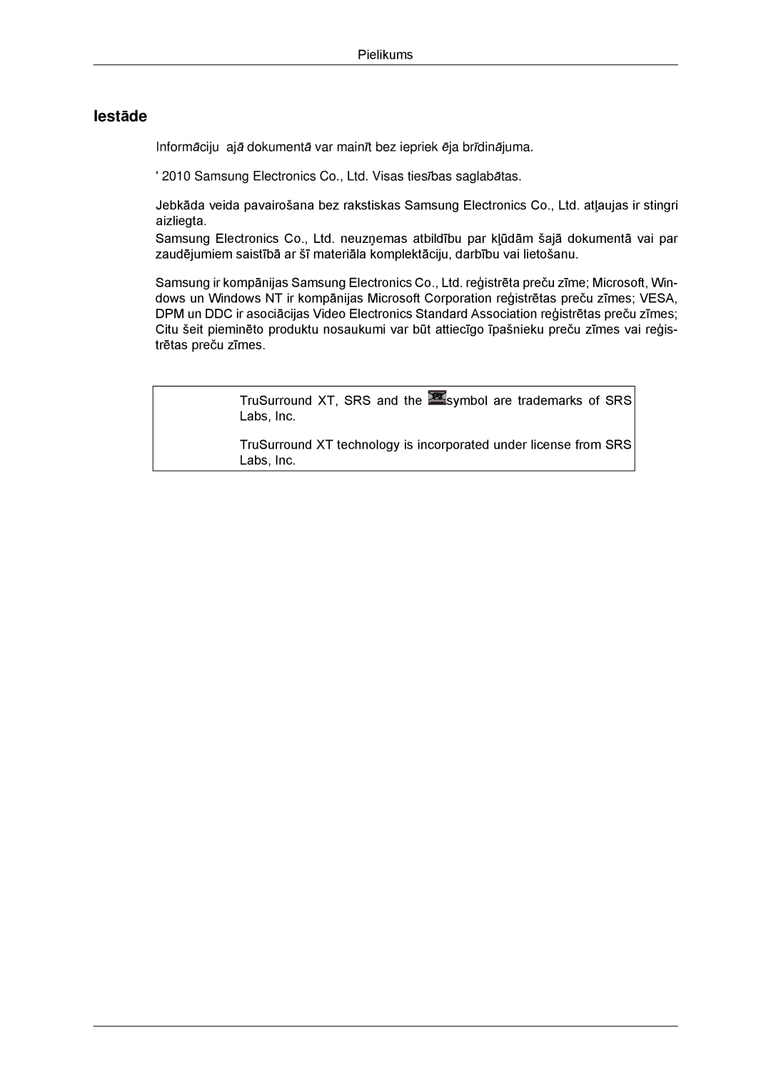 Samsung LH32CRSMBD/EN, LH32CRTMBC/EN manual Iestāde 