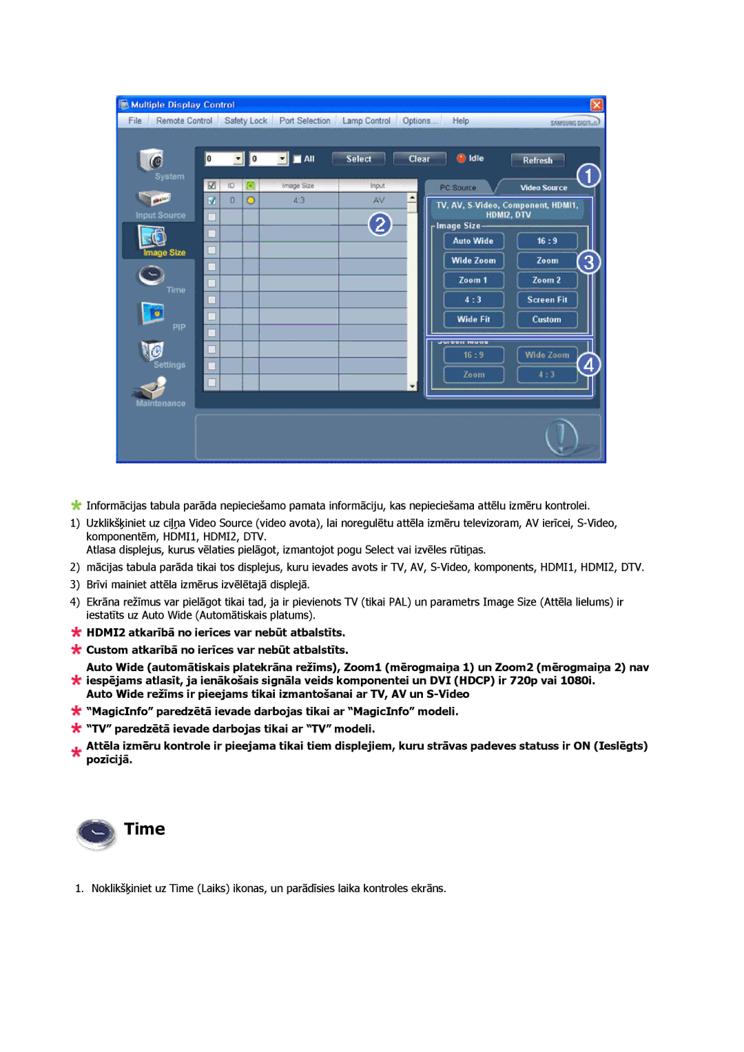 Samsung LH32CRTMBC/EN, LH32CRSMBD/EN manual Time 