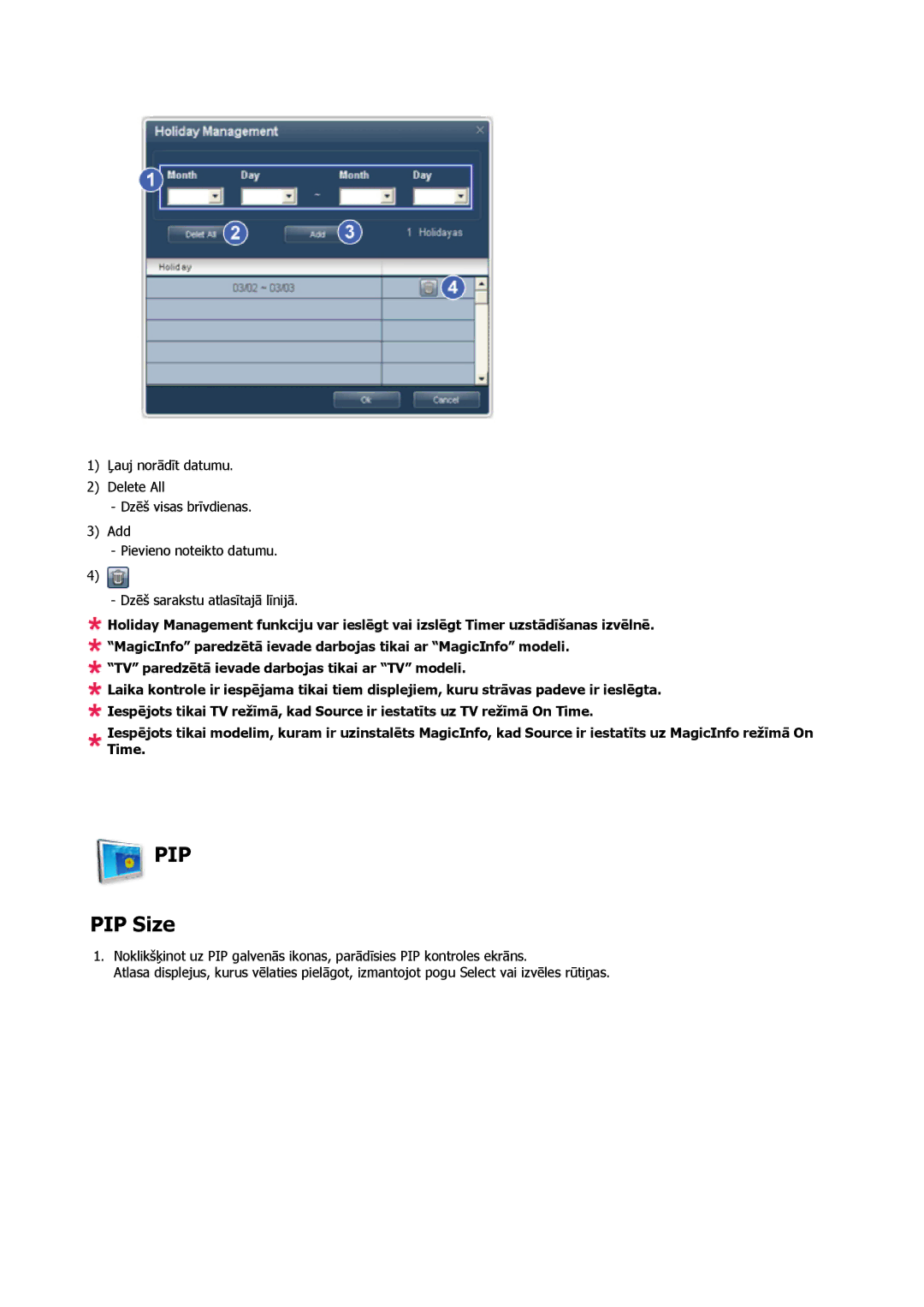 Samsung LH32CRSMBD/EN, LH32CRTMBC/EN manual Pip, PIP Size 