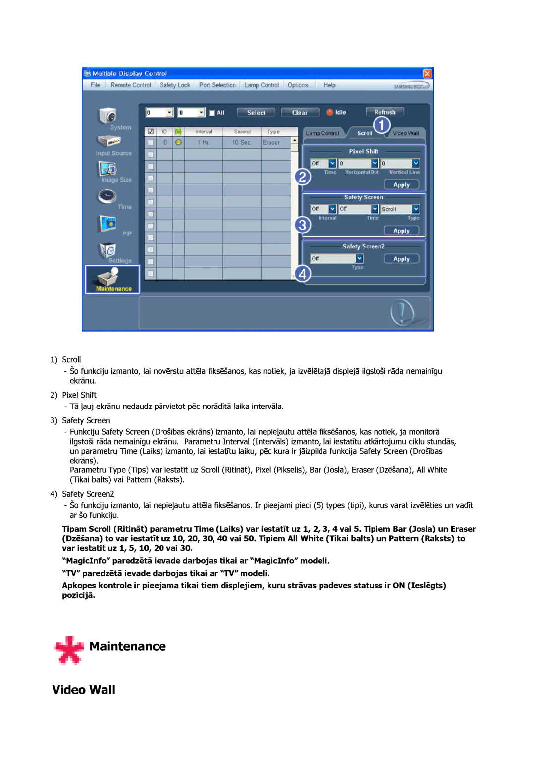 Samsung LH32CRTMBC/EN, LH32CRSMBD/EN manual Maintenance Video Wall 