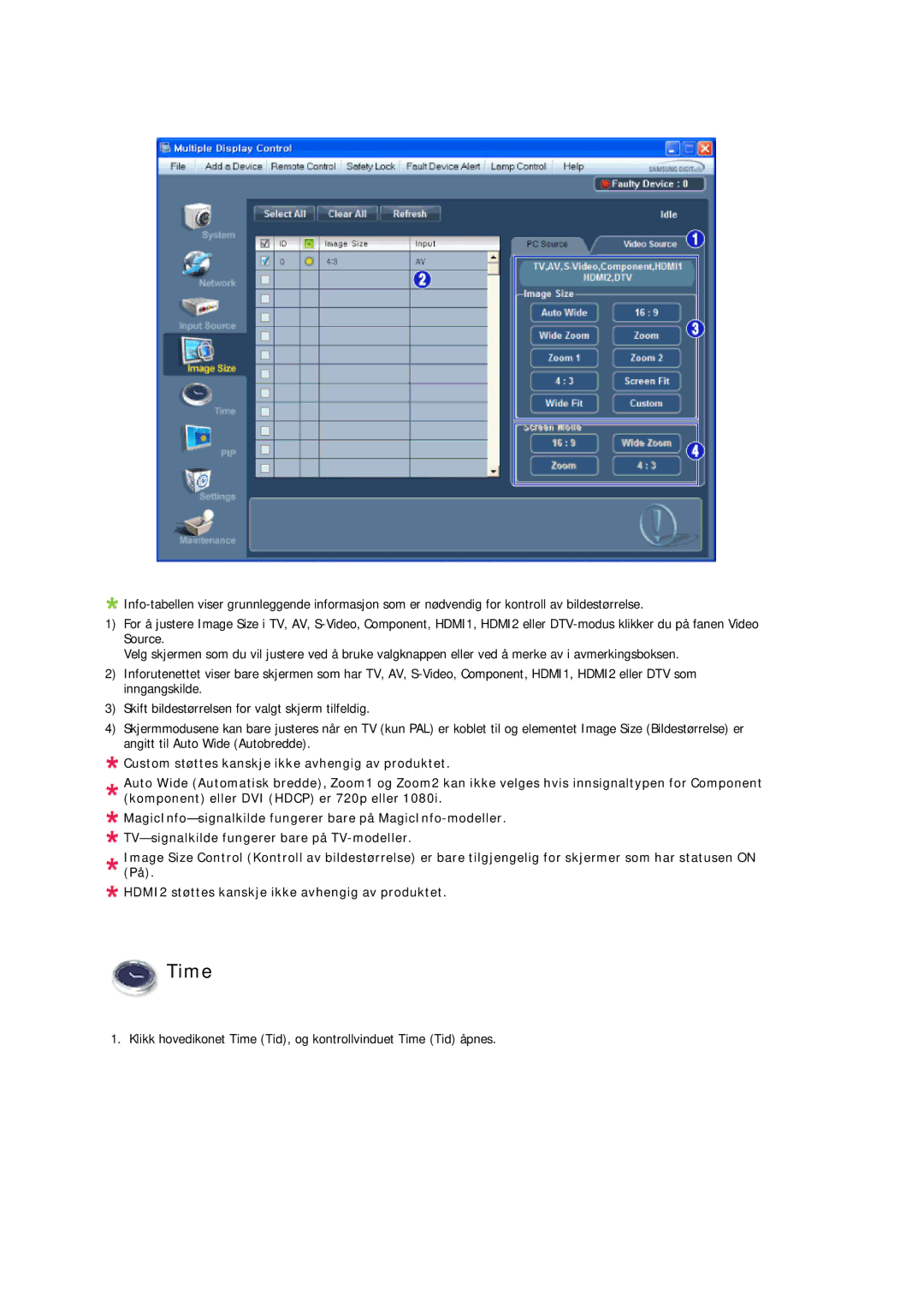 Samsung LH32CRTMBC/EN, LH32CRSMBD/EN manual Time 