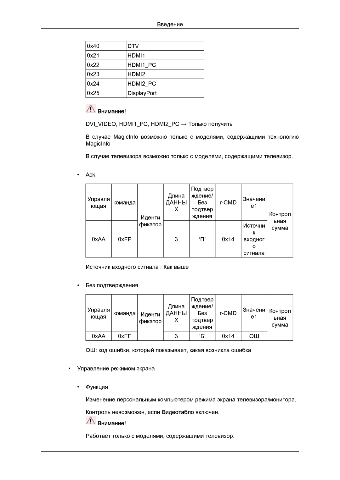 Samsung LH32CRTMBC/EN, LH32CRSMBD/EN manual Внимание 