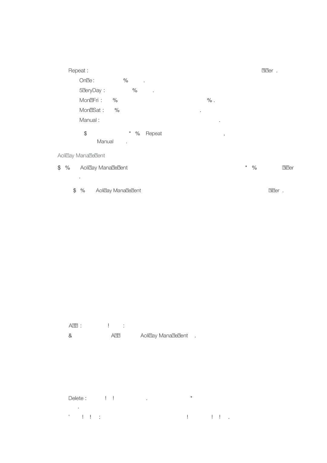 Samsung LH32CRSMBD/EN, LH32CRTMBC/EN manual Holiday Management 