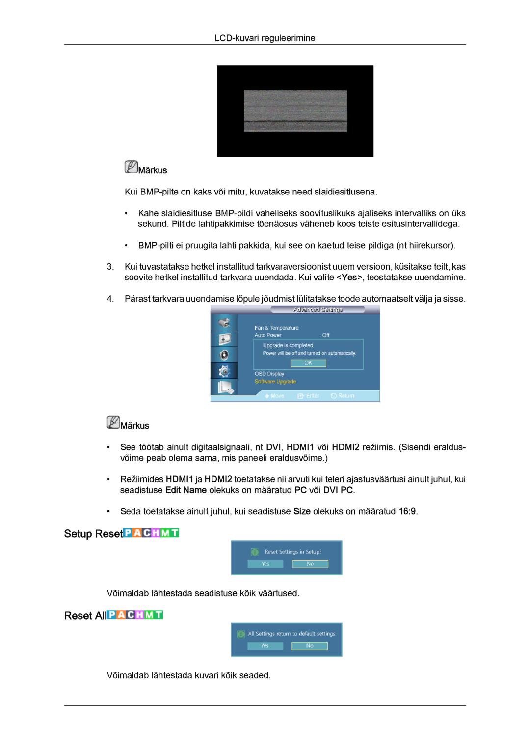 Samsung LH32CRSMBD/EN, LH32CRTMBC/EN manual Setup Reset, Reset All 