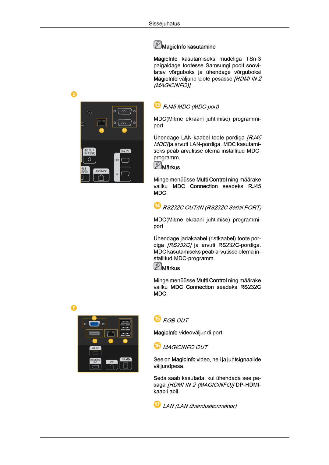 Samsung LH32CRTMBC/EN, LH32CRSMBD/EN manual Rgb Out 