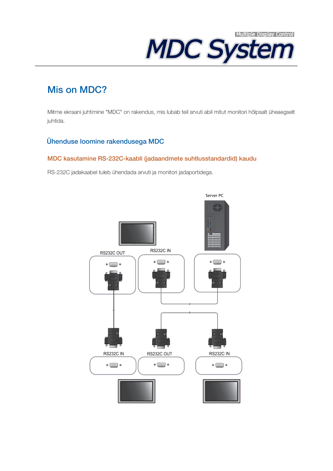 Samsung LH32CRTMBC/EN, LH32CRSMBD/EN manual Mis on MDC?, Ühenduse loomine rakendusega MDC 