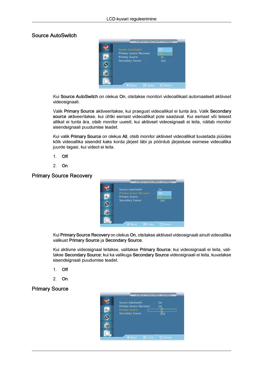 Samsung LH32CRTMBC/EN, LH32CRSMBD/EN manual Source AutoSwitch, Primary Source Recovery 