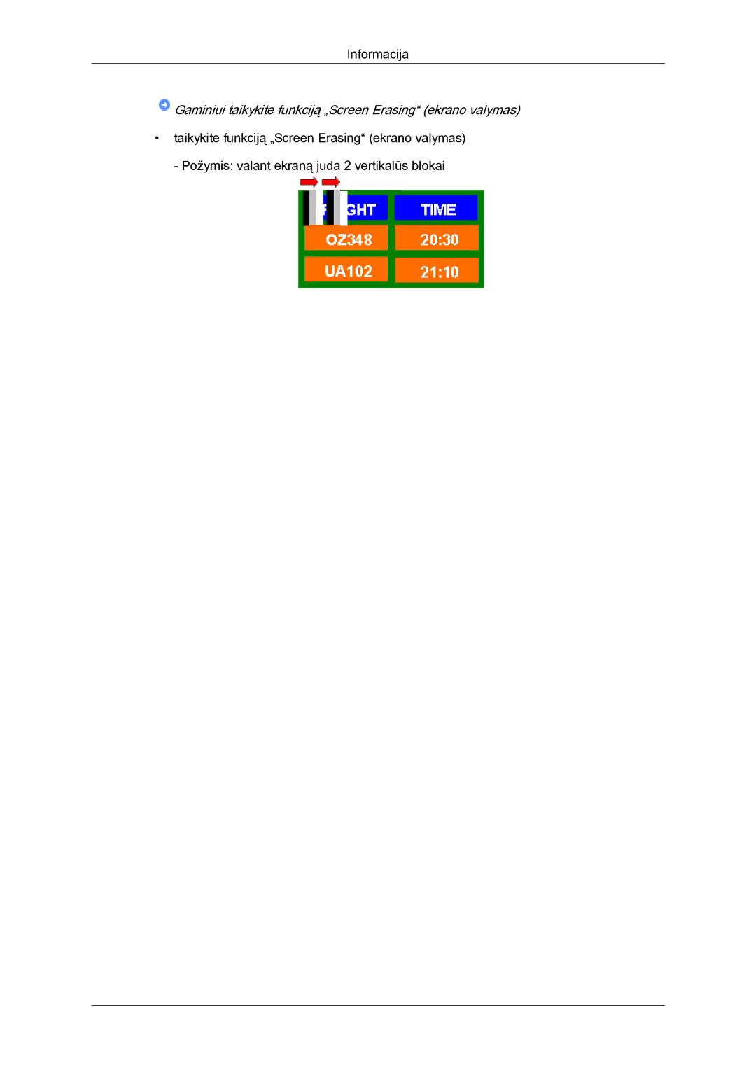 Samsung LH32CRSMBD/EN, LH32CRTMBC/EN manual Gaminiui taikykite funkciją „Screen Erasing ekrano valymas 