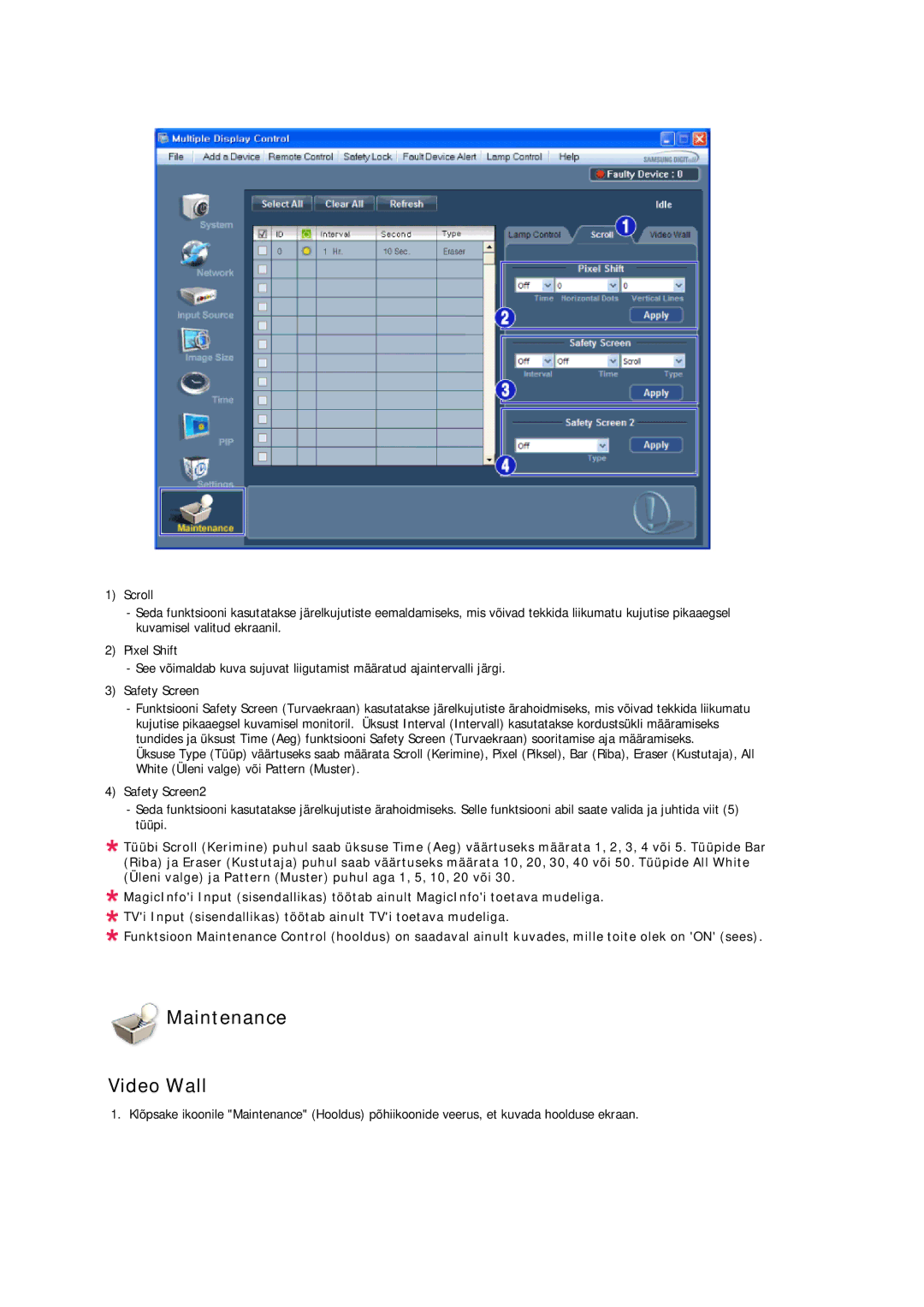 Samsung LH32CRSMBD/EN, LH32CRTMBC/EN manual Maintenance Video Wall 