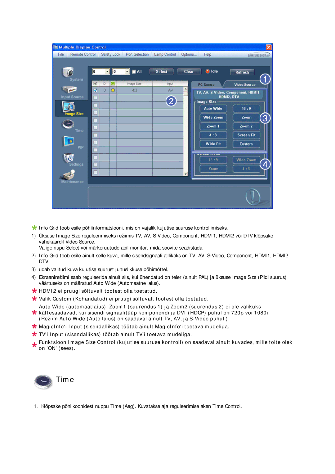 Samsung LH32CRTMBC/EN, LH32CRSMBD/EN manual Time 