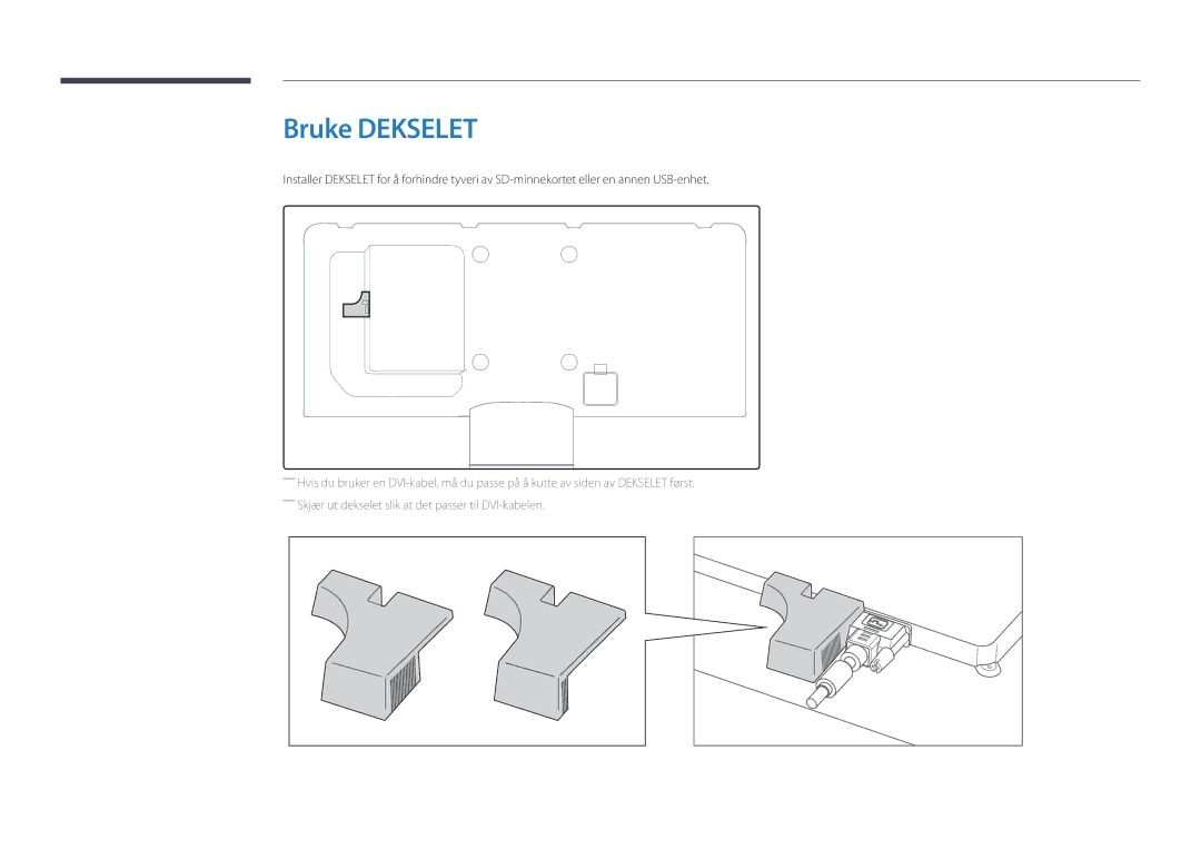 Samsung LH55DBDPLGC/EN, LH32DBDPLGC/EN, LH48DBDPLGC/EN, LH40DBDPLGC/EN manual Bruke Dekselet 