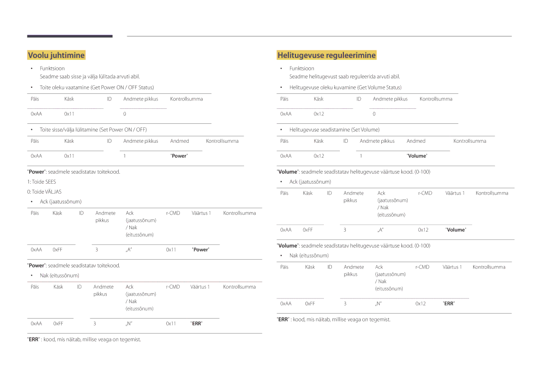 Samsung LH55DBDPLGC/EN, LH32DBDPLGC/EN, LH48DBDPLGC/EN, LH40DBDPLGC/EN manual Voolu juhtimine, Helitugevuse reguleerimine 