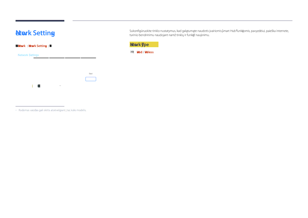 Samsung LH40DBDPLGC/EN, LH32DBDPLGC/EN Network Type, MENUm → Network → Network Settings → Entere, Wired / Wireless 