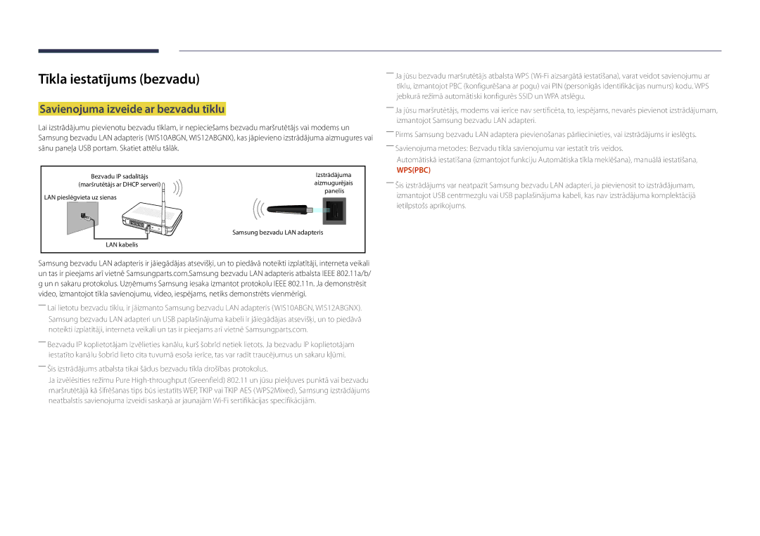 Samsung LH48DBDPLGC/EN, LH32DBDPLGC/EN, LH40DBDPLGC/EN manual Tīkla iestatījums bezvadu, Savienojuma izveide ar bezvadu tīklu 