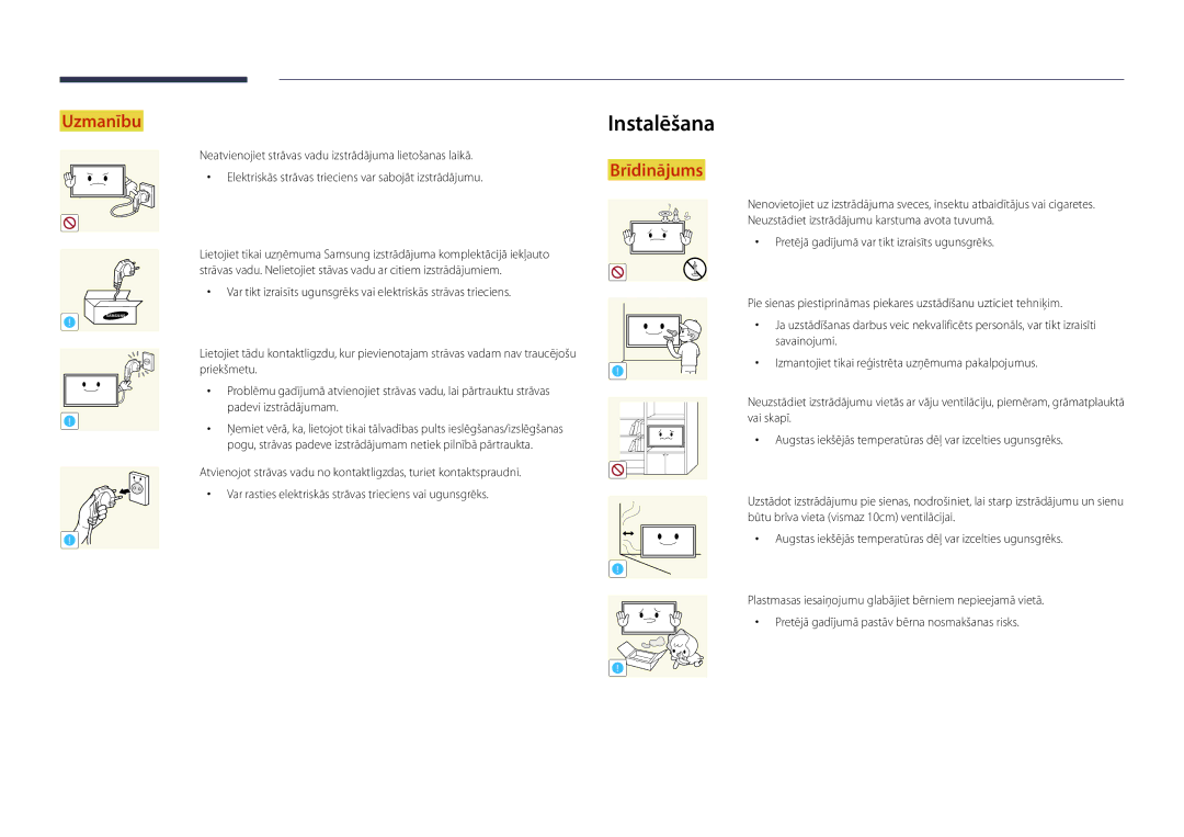 Samsung LH32DBDPLGC/EN, LH48DBDPLGC/EN, LH40DBDPLGC/EN, LH55DBDPLGC/EN manual Instalēšana 