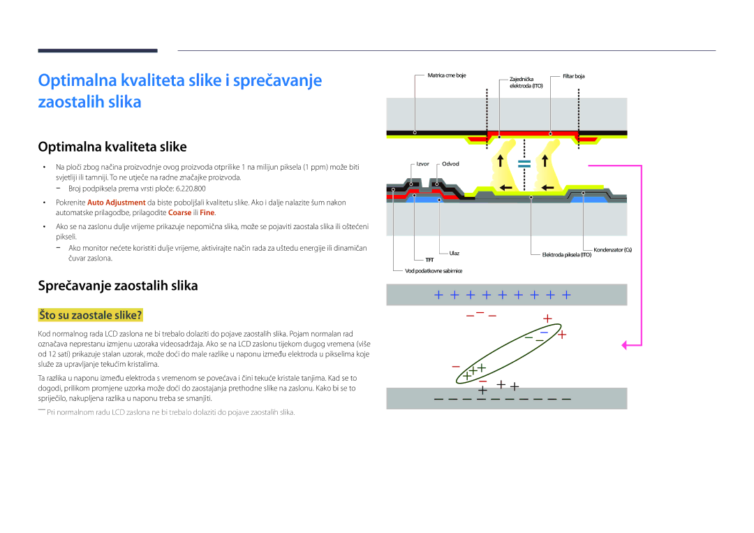 Samsung LH32DBDPLGC/EN manual Optimalna kvaliteta slike i sprečavanje zaostalih slika, Sprečavanje zaostalih slika 