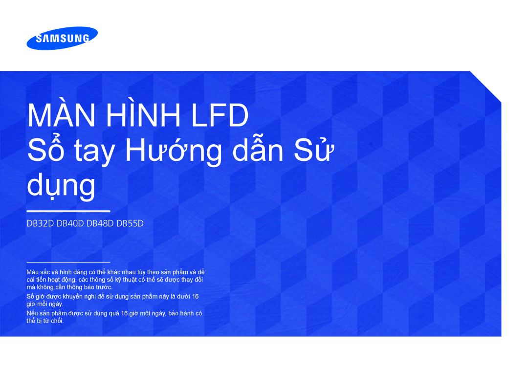 Samsung LH48DBDPLGC/XY, LH32DBDPLGC/XY, LH55DBDPLGC/XY, LH40DBDPLGC/XY manual Màn Hình Lfd 