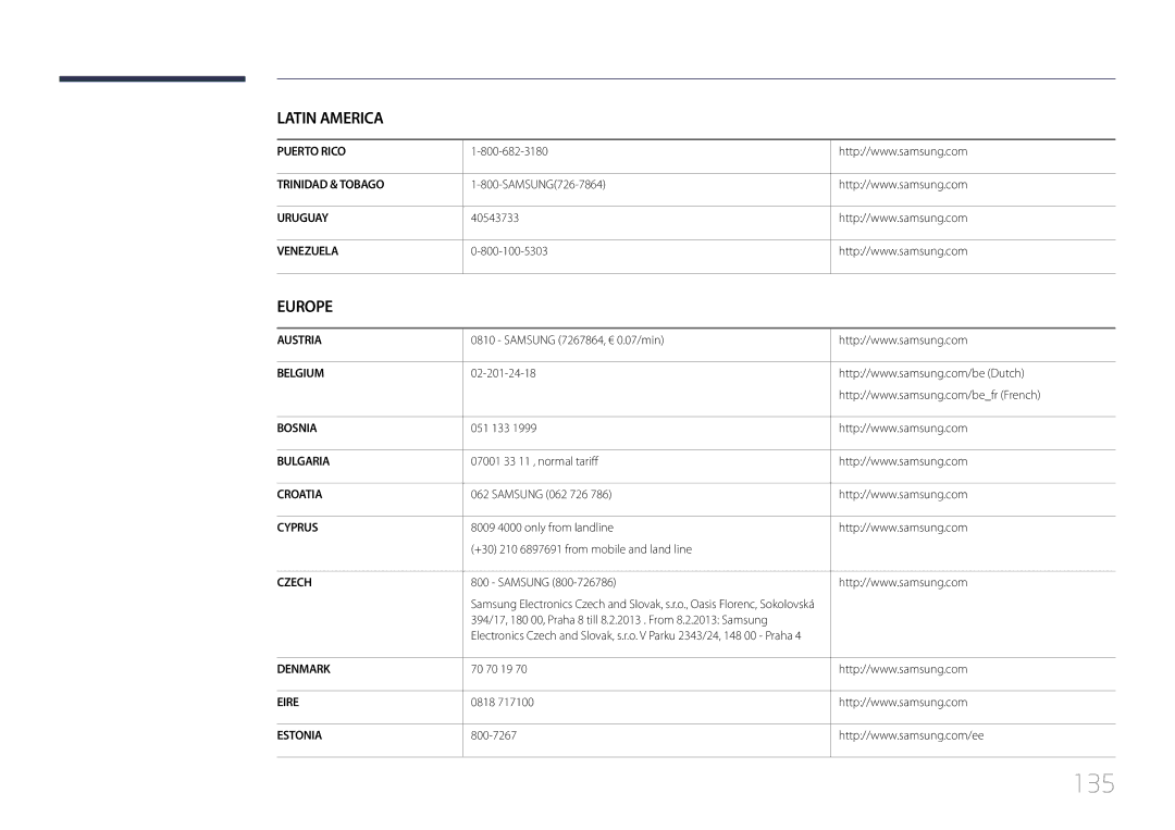 Samsung LH65EDCPLBC/EN, LH32EDCPLBC/EN, LH75EDCPLBC/EN, LH40EDCPLBC/EN, LH46EDCPLBC/EN, LH55EDCPLBC/EN, LH65EDCPRBC/EN manual 135 