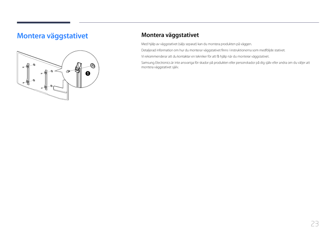 Samsung LH65EDCPLBC/EN, LH32EDCPLBC/EN, LH75EDCPLBC/EN, LH40EDCPLBC/EN, LH46EDCPLBC/EN, LH55EDCPLBC/EN Montera väggstativet 