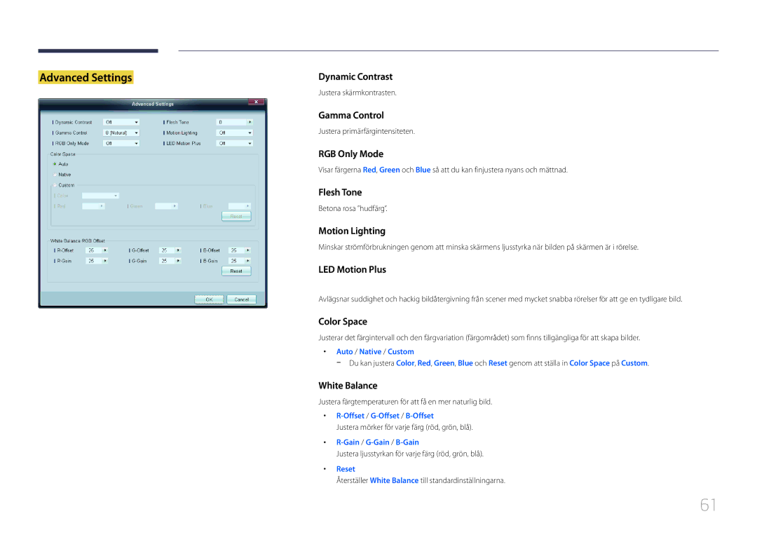 Samsung LH55EDCPLBC/EN, LH32EDCPLBC/EN, LH75EDCPLBC/EN, LH65EDCPLBC/EN, LH40EDCPLBC/EN, LH46EDCPLBC/EN manual Advanced Settings 