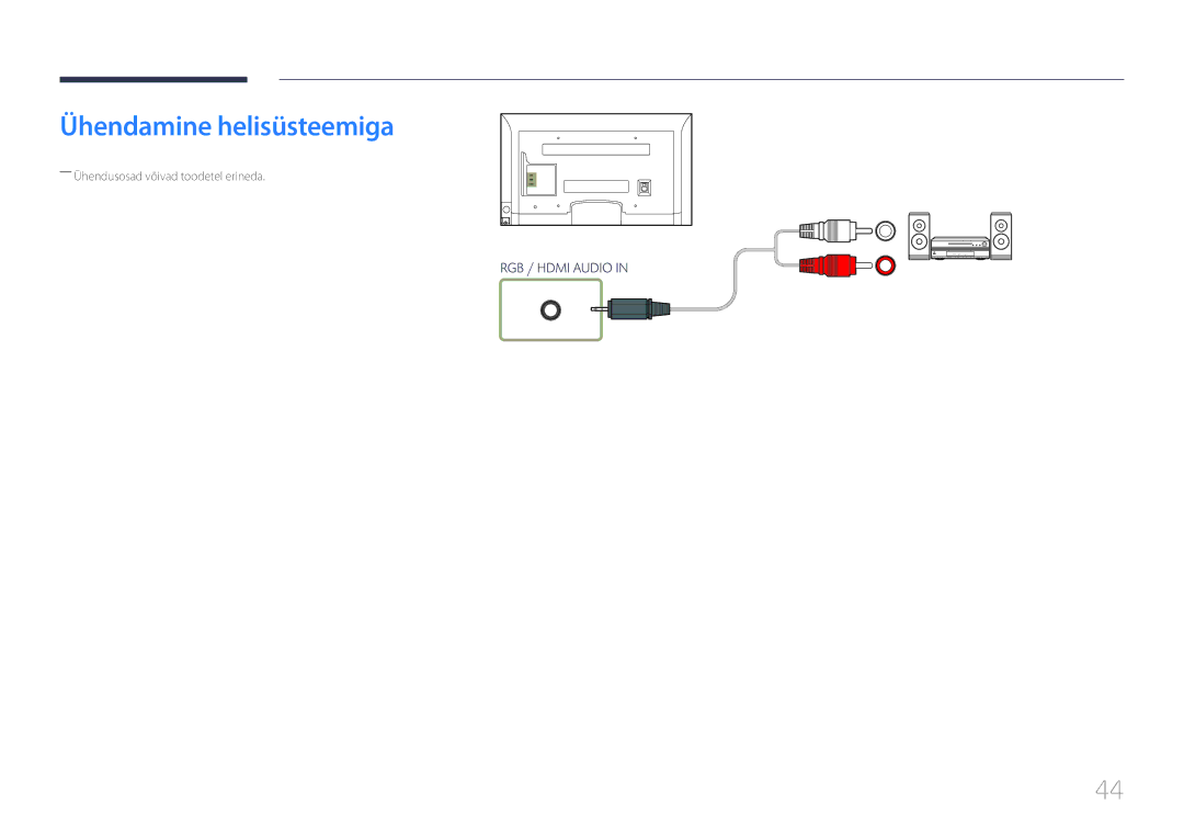 Samsung LH65EDCPLBC/EN, LH32EDCPLBC/EN, LH75EDCPLBC/EN, LH40EDCPLBC/EN, LH46EDCPLBC/EN manual Ühendamine helisüsteemiga 