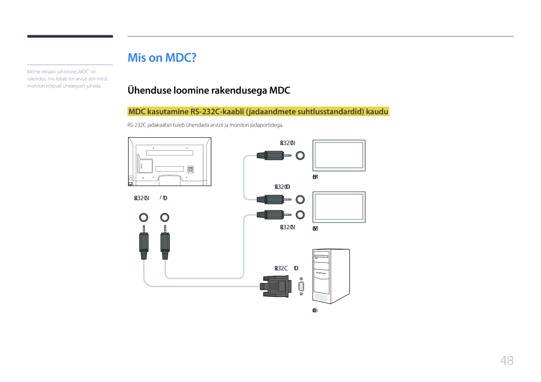 Samsung LH65EDCPRBC/EN, LH32EDCPLBC/EN, LH75EDCPLBC/EN, LH65EDCPLBC/EN manual Mis on MDC?, Ühenduse loomine rakendusega MDC 