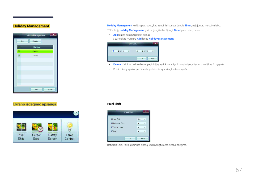 Samsung LH46EDCPLBC/EN, LH32EDCPLBC/EN, LH75EDCPLBC/EN, LH65EDCPLBC/EN, LH40EDCPLBC/EN, LH55EDCPLBC/EN Ekrano išdegimo apsauga 