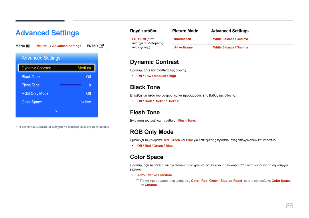 Samsung LH55EDCPLBC/EN, LH32EDCPLBC/EN, LH75EDCPLBC/EN, LH65EDCPLBC/EN, LH40EDCPLBC/EN, LH65EDCPRBC/EN manual Advanced Settings 