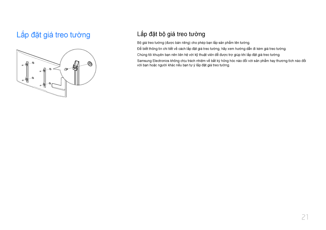 Samsung LH55EDDPLGC/XY, LH32EDDPLGC/XY, LH46EDDPLGC/XY manual Lắp đặt giá treo tương, Lắp đặt bộ giá treo tương 