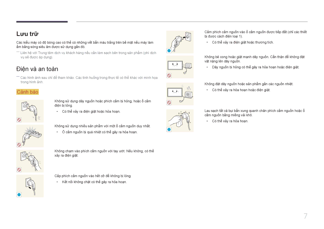 Samsung LH40EDDPLGC/XY, LH32EDDPLGC/XY, LH55EDDPLGC/XY, LH46EDDPLGC/XY manual Lưu trữ, Điện và an toàn 