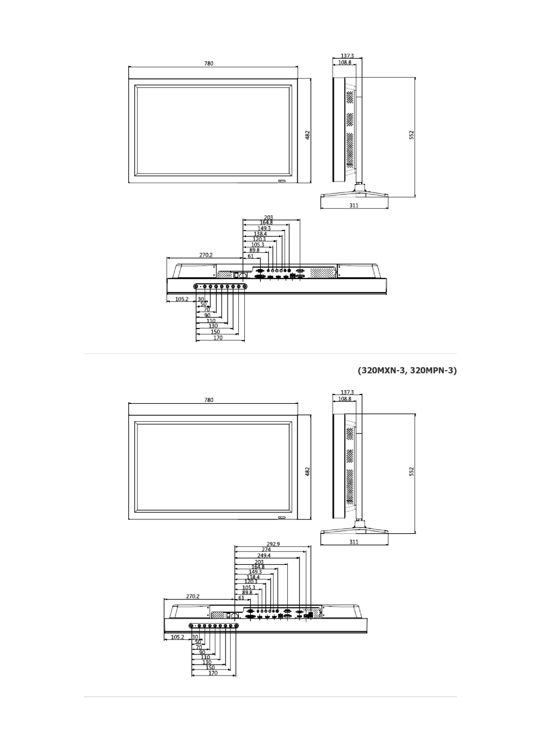 Samsung LH32HBSLBC/SM, LH32HBPLBC/EN, LH32HBPLBC/XY, LH32HBSLBC/XY, LH32HBPLBC/NG, LH32HBTLBC/XY manual 320MXN-3, 320MPN-3 