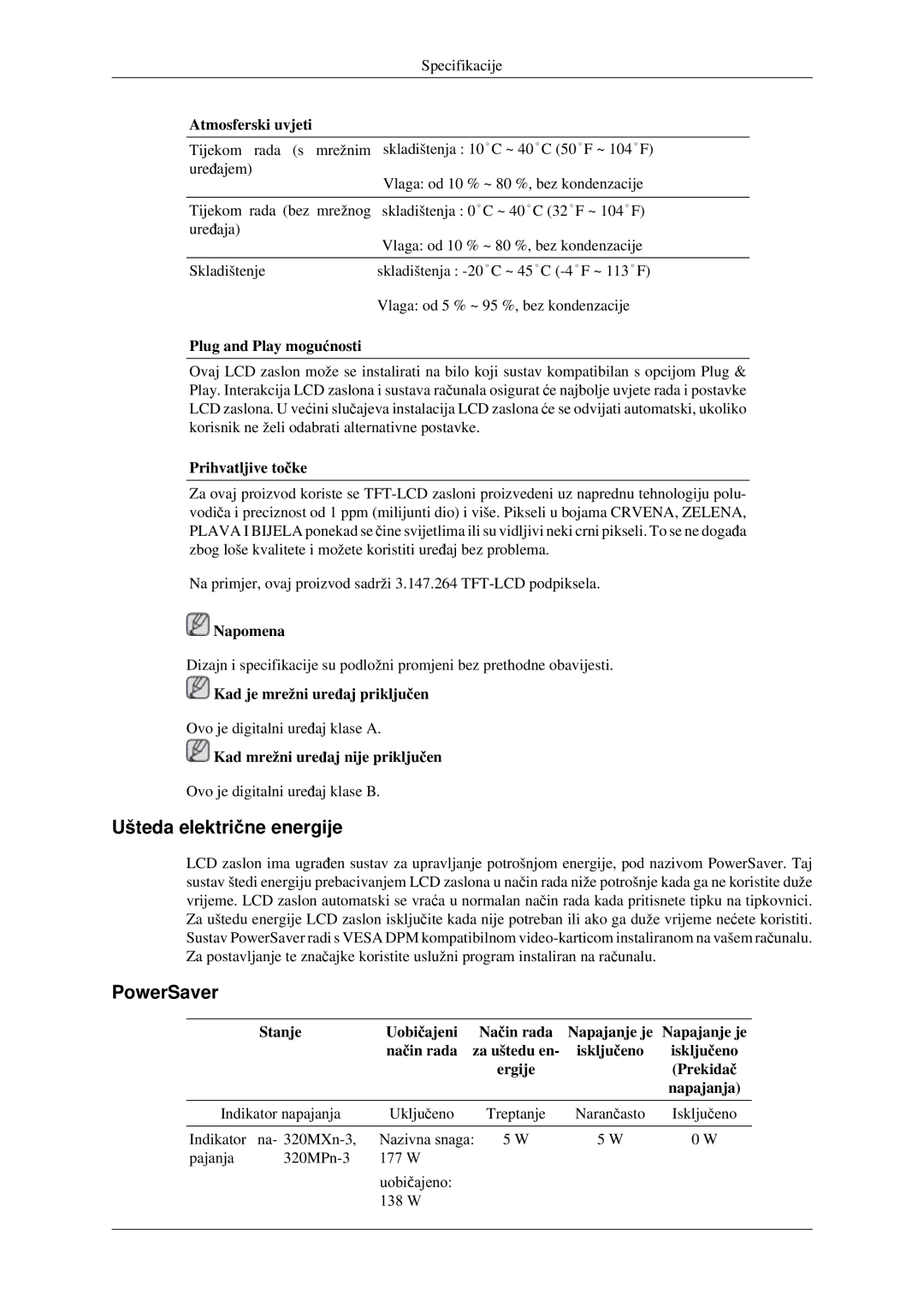 Samsung LH32HBPLBC/EN, LH32HBSLBC/EN manual Ušteda električne energije, PowerSaver 