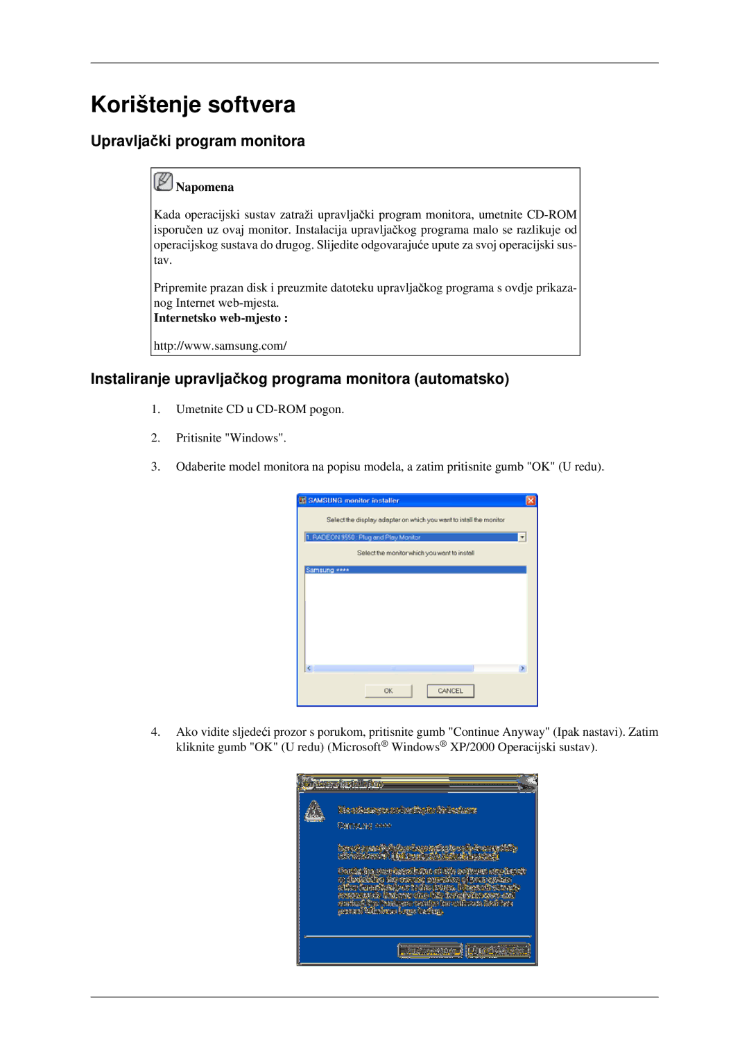 Samsung LH32HBSLBC/EN, LH32HBPLBC/EN Upravljački program monitora, Instaliranje upravljačkog programa monitora automatsko 