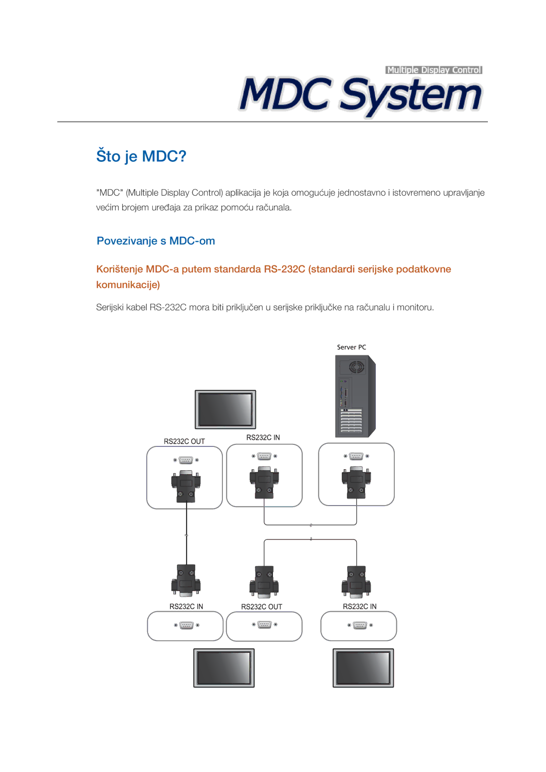 Samsung LH32HBSLBC/EN, LH32HBPLBC/EN manual Što je MDC?, Povezivanje s MDC-om 